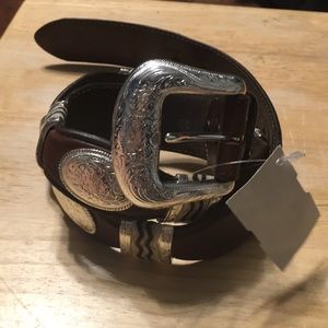 Tony Lama scalloped concho western leather belt